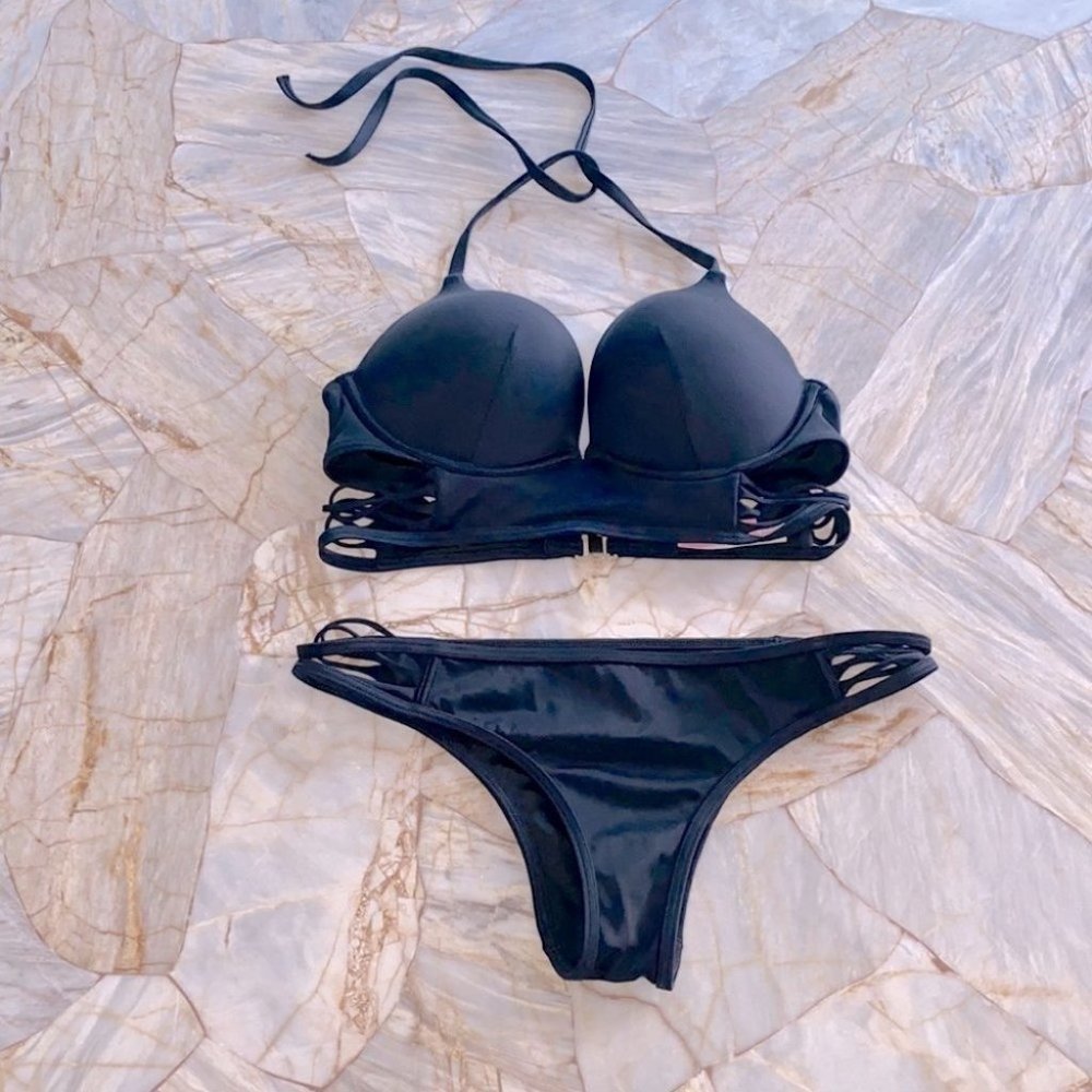 34B Medium 2 Pc Set Rare Victoria's Secret long line bombshell swim top‎
